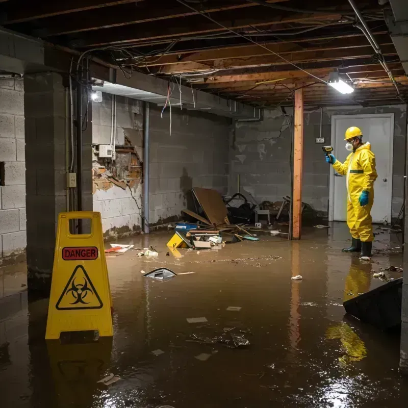 Flooded Basement Electrical Hazard in Keytesville, MO Property